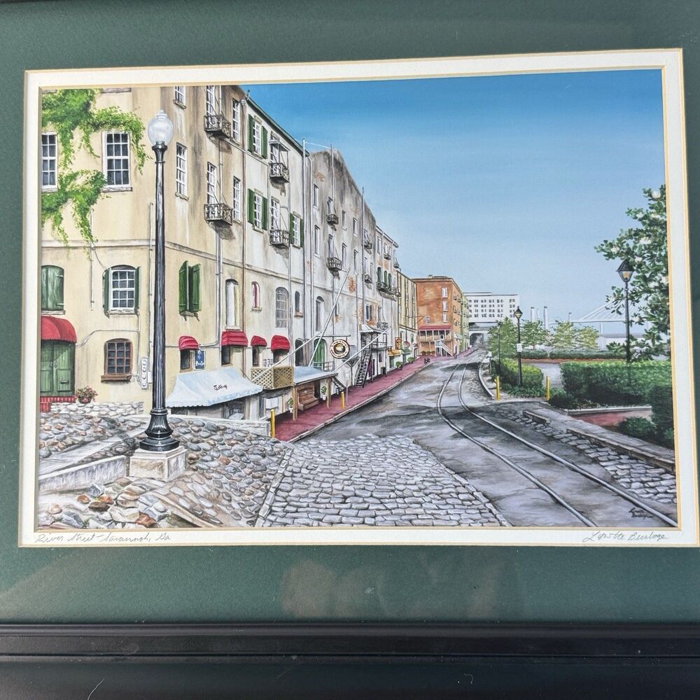 River Street Savannah Ga Lynette Burbage Framed High Quality Print 16.5x13.5
